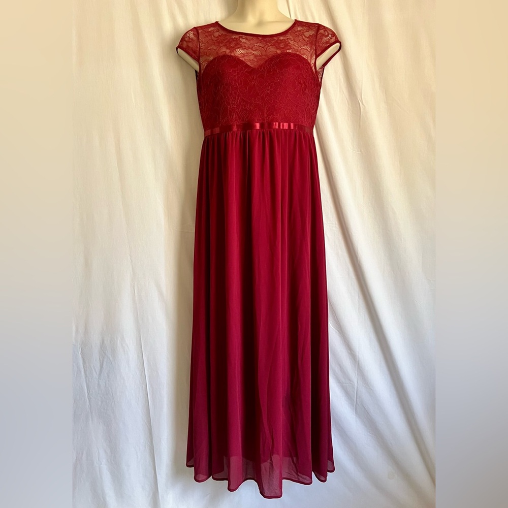 Rephyllis Elegant Red Formal Lace Maxi Dress